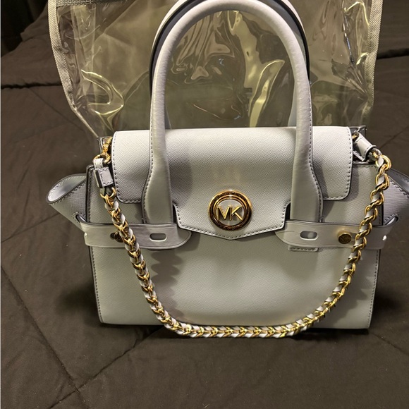 Michael Kors Gray Satchel with Gold Chain - Picture 1 of 2
